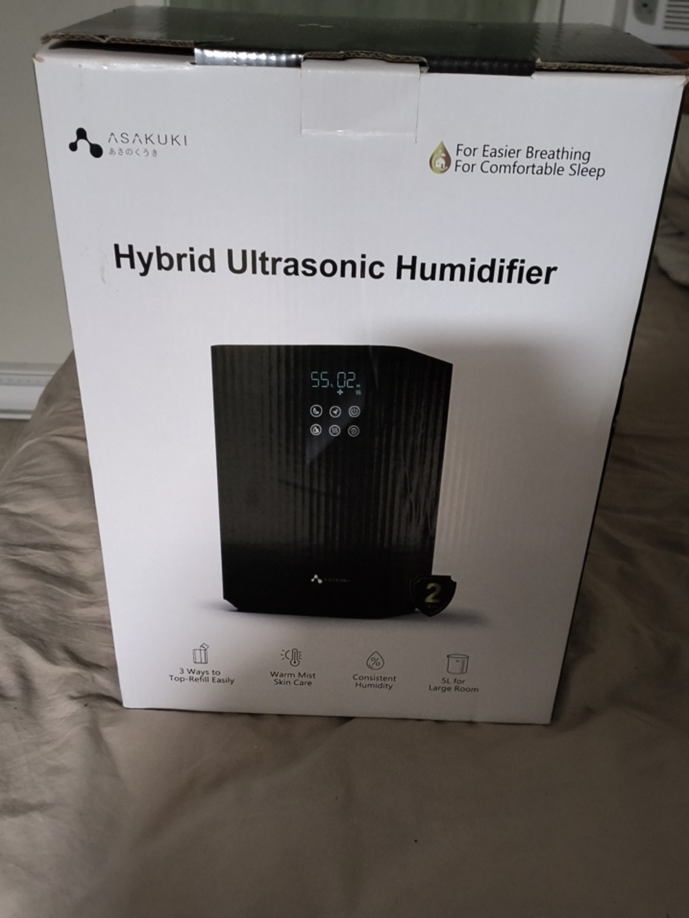 Asakuki Black Hybrid Ultrasonic Humidifier